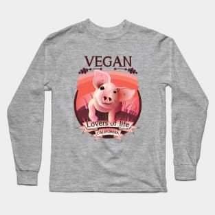 Vegan - Lovers of life. California Vegan (dark lettering) Long Sleeve T-Shirt